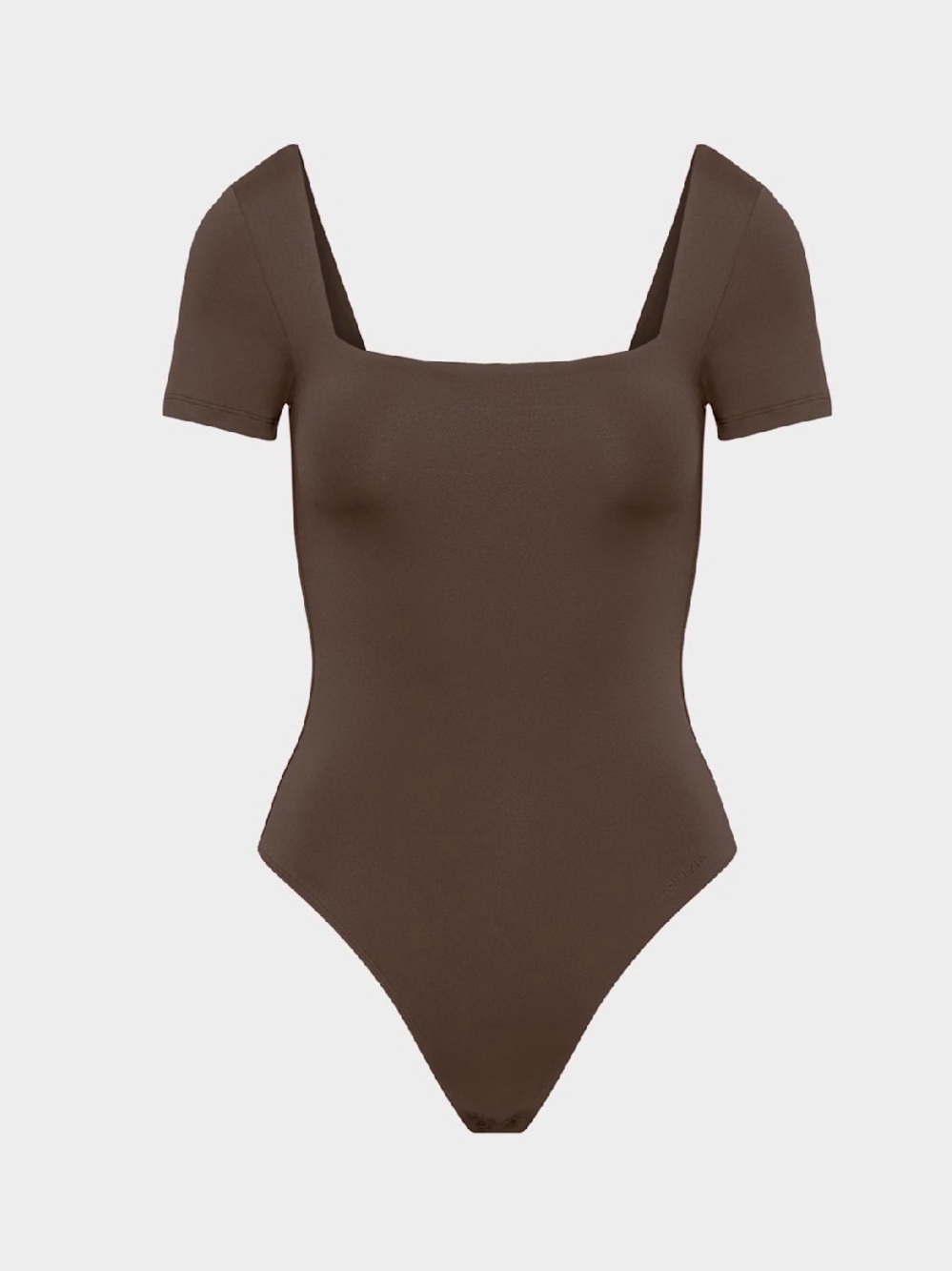 Aritzia Brown Square Neck Short Sleeve Bodysuit